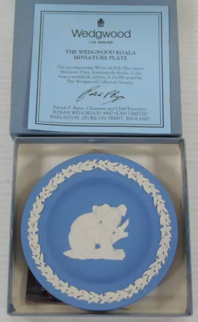 Wedgwood Jasper Ware Koala White On Pale Blue Round Tray Pin Dish