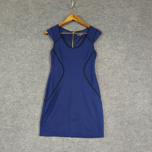 Express Dress Womens 2 Blue Sleeveless Scoop Neck Back Zip Pencil Dress