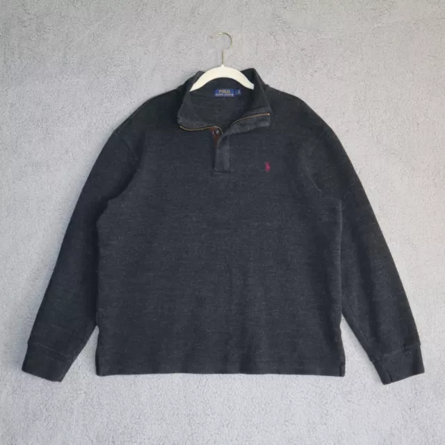 Polo Ralph Lauren Sweater Mens Large Gray Pullover 1/4 Zip Golf Sweatshirt