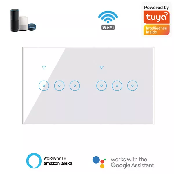 Smart Life UK 4/5/6 Gang WiFi Touch Light Switch Glass Panel APP Fr Alexa Google 2