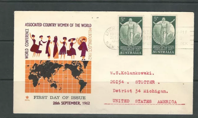 Canada 1962 Monde Conf. De Femme Sur Premier Jour Housse To Detroit, USA