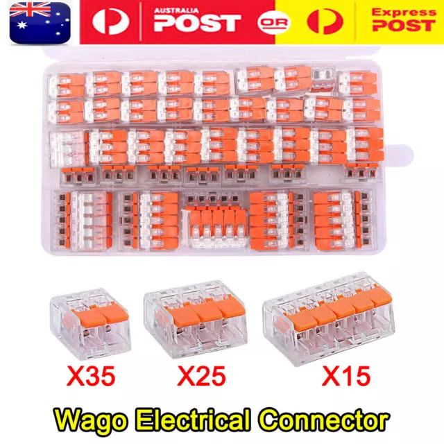 75Pc Electrical Connectors Wire Block Clamp Terminal Cable Reusable For Wago 221