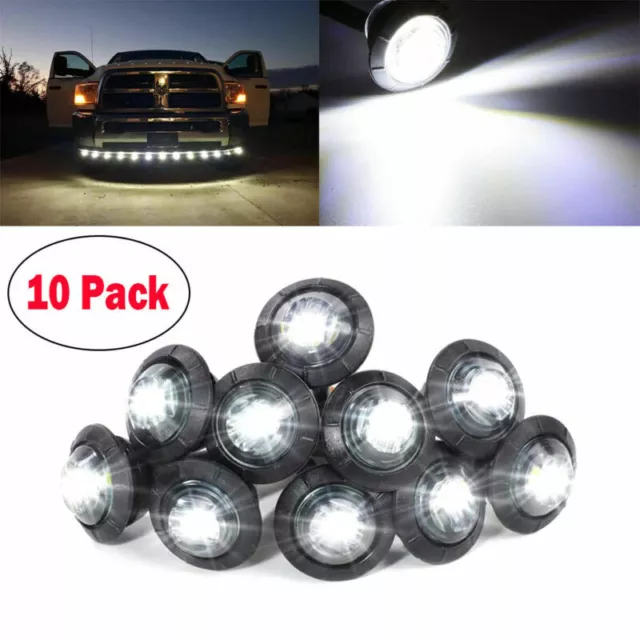 10X Smoked Round Side Marker lights 3/4"LED Bullet Light Truck Trailer White 12V