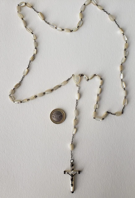 Chapelet en nacre et argent début XX ème siècle  4