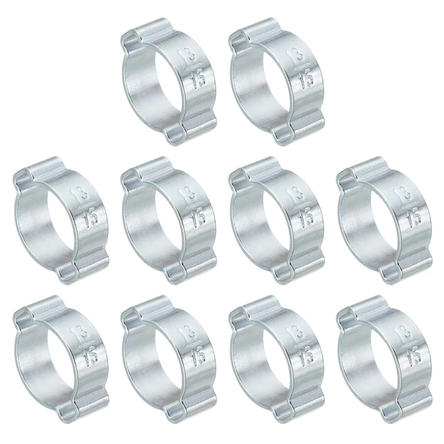 Confezione da 30 Morsetto Tubo Doppio Orecchio 13-15mm, Anelli Crimpante Acciaio Zincato