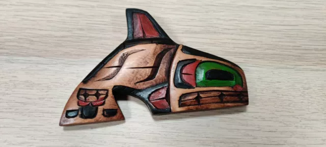 NORTHWEST COAST NATIVE First Nation Carved Killer Whale Squamish 