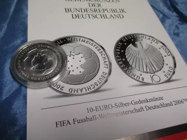 Silber - Gedenk - Münze , 10 Euro , Deutschland  2003 , Fussball - WM 2006