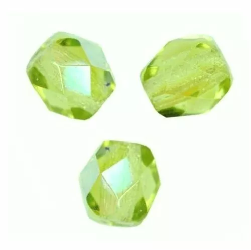 50 Perles Facettes cristal boheme 4mm - LIGHT OLIVINE AB