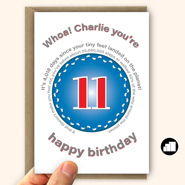 WinSmile 11th Birthday Card, 11th Birthday Decorations For