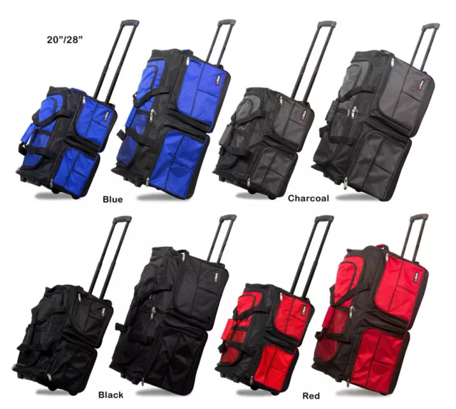 20"/28" Polyester Rolling Duffel Bag Wheeled Travel Suitcase Carry-on Duffle Bag