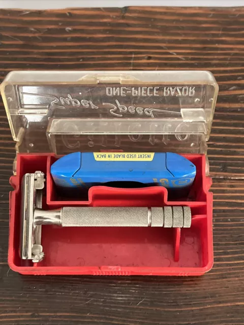 Vintage 1930s GILLETTE SUPER SPEED ONE PIECE RAZOR with CASE