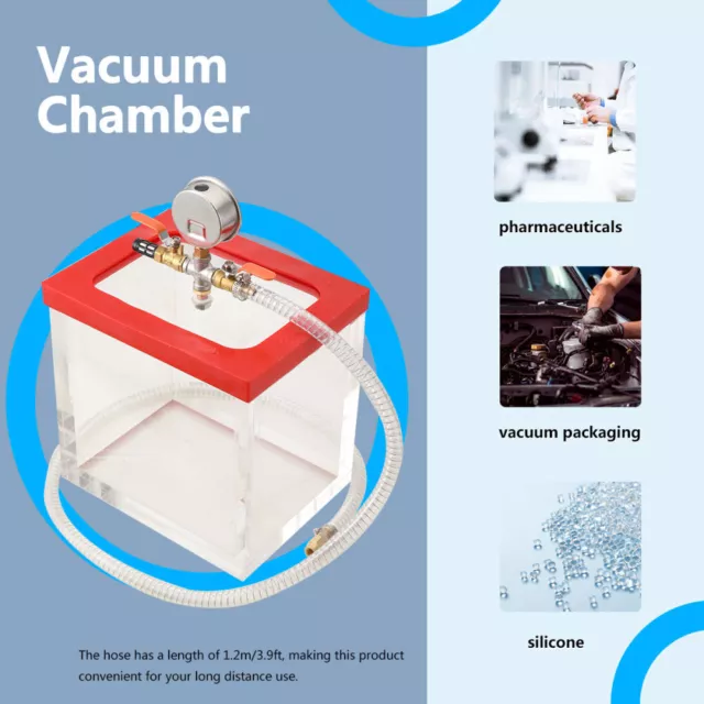 7L Clear Acrylic Vacuum Chamber Vacuum Degassing Chamber for Vacuum Defoaming US