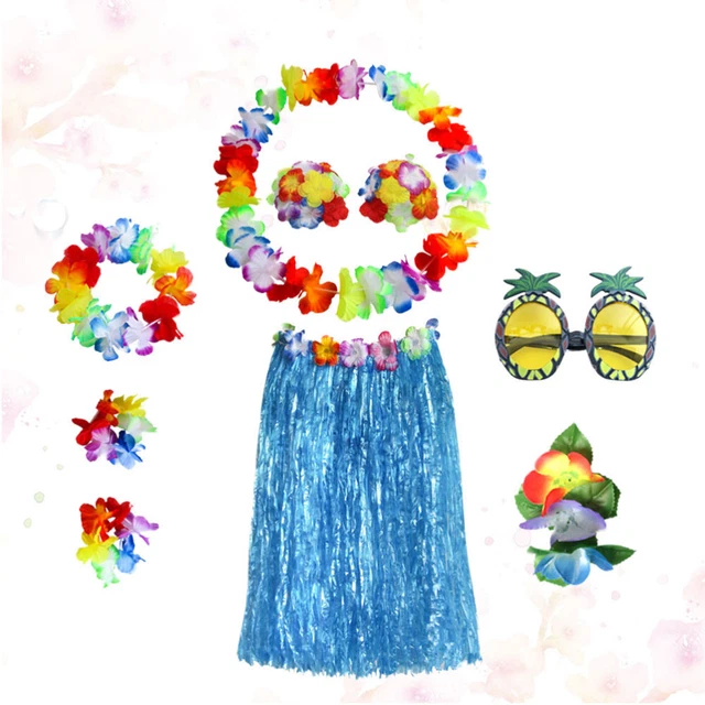 1 set Hawaii Hula Tropical De Danse Jupe Soutien-Gorge Bracelets De 10