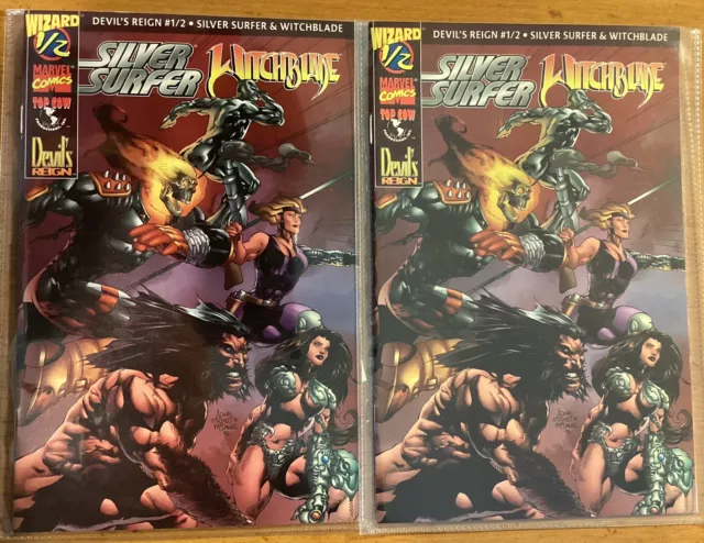 (2) Devil's Reign Wizard #1/2 Silver Surfer & Witchblade Marvel Comics w/COA