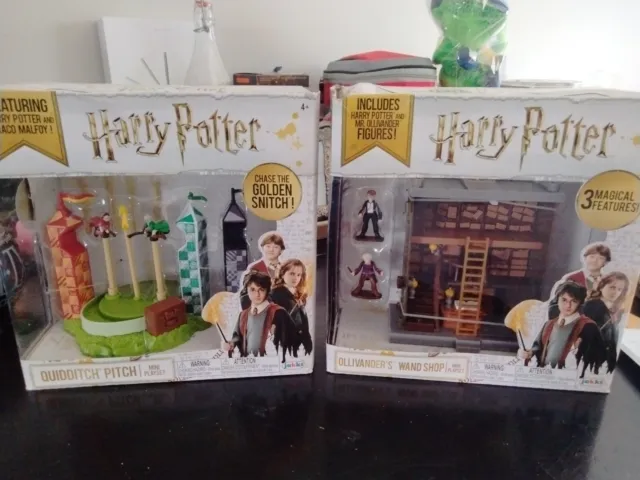 Harry Potter Lot Of 2 Ollivander's Wand Shop & Quidditch Pitch Mini Playsets NIB