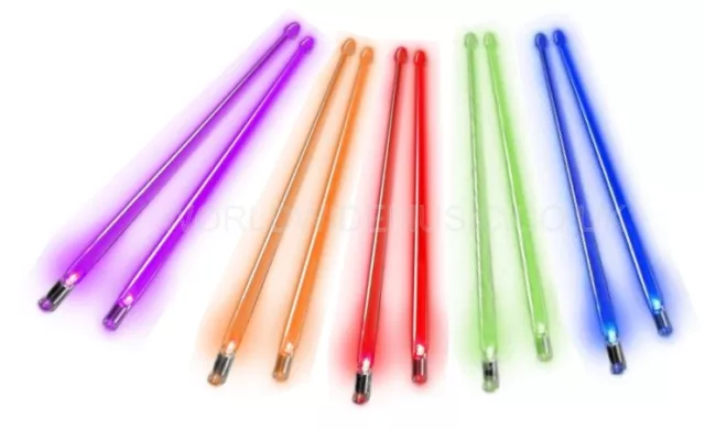 FIRESTIX Electric Glow Drum Sticks - Lights up hitting drums - NEW in 6 colours