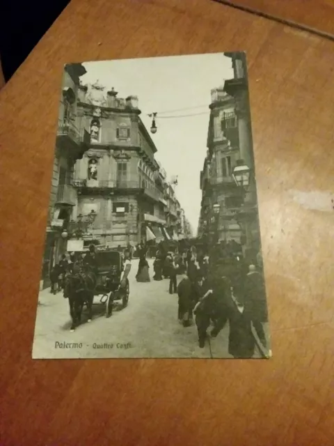 Cartolina Formato Piccolo Palermo Quattro Canti Scritta Non Vg
