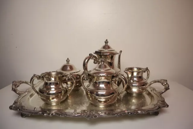 Antique VAN BERGH Quadruple Plate Silver 5 Piece Tea Coffee Set Rochester NY #25