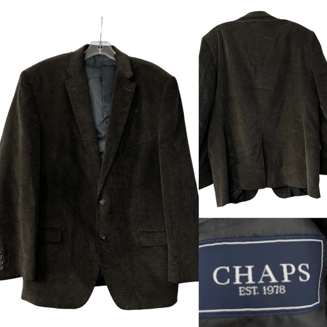 Chaps mens 46R dark brown corduroy long sleeve blazer sport coat jacket