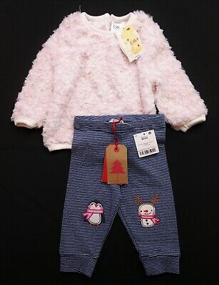 Baby Girls BABY Fluffy Pink Jumper NEXT Snowlady Leggings 6-9 Months BNWT