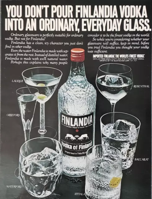 1980 Finlandia Vodka Of Finland Dueling Caribou Vintage Print Ad