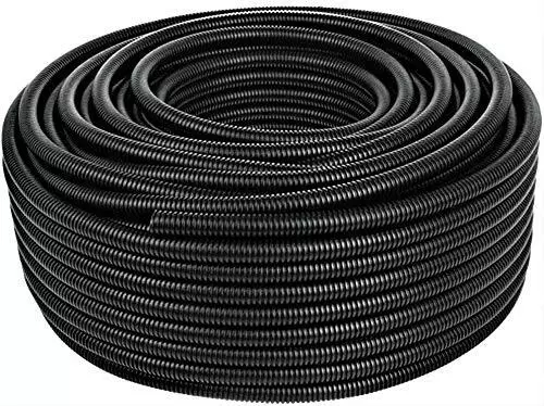 100 Ft 3/8 Split Wire Loom Conduit Polyethylene Tubing Black Color Sleeve Tube