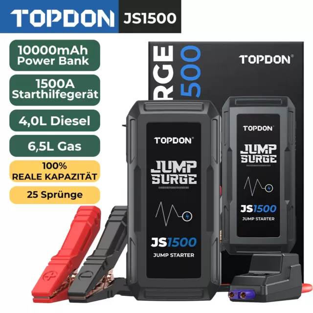 TOPDON JS1500 12V Starthilfe KFZ 1500A Ladegerät Booster Auto Powerbank PKW LKW