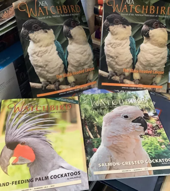 Lot of (7) AFA Watchbird magazines 2013 to 2018 Hand Feeding Palm Cockatoos