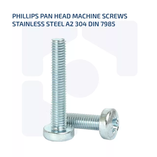 M5 X 16Mm Phillips Pan Head Screws Machine Screws A2 Stainless Steel - Din 7985