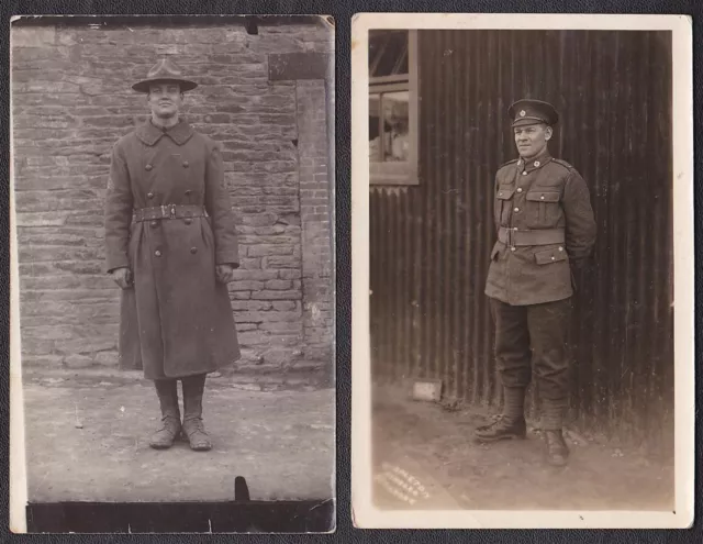 British WWI Era Army Officer Soldiers (2) Two Pre-1920 RPPC Photo Postcards