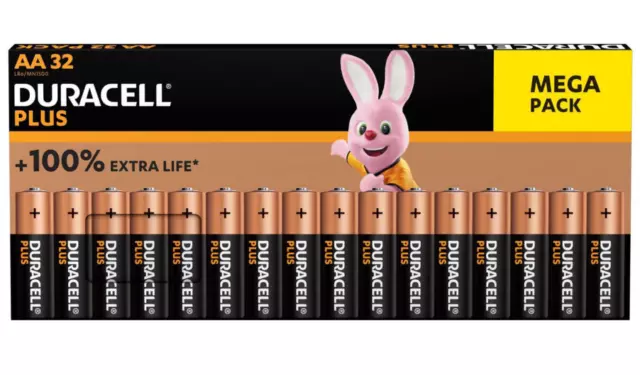 DURACELL Plus AA, 32er Pack, AA Batterie, Alkaline, 1.5 Volt