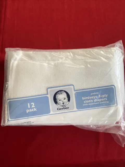 New Birdseye Vintage Gerber Baby Cloth Diapers Birdseye Weave Cotton Pack of 12