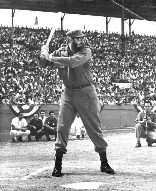 Fidel Castro Playing Baseball 8X10 Glossy Photo Image #1