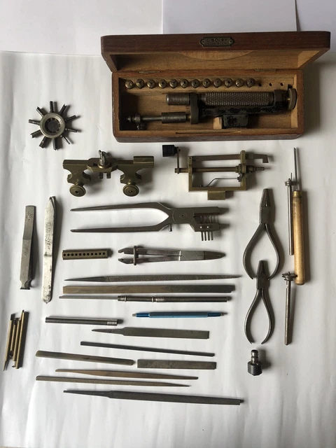 Old Toools Watchmaker VINTAGE WATCHMAKERS TOOLS as seen in photos. Inc. boxed Boley tool £47. ...