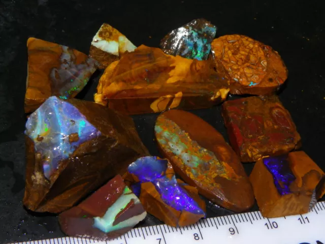 Nice Rough/Rubbed/Sliced Boulder/Koroit Opals 444cts Queensland Australia Nr lot