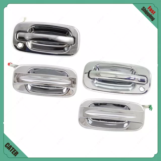 4pcs Door Handle Set For 1999-2006 Chevy Silverado 1500 With Front Keyhole