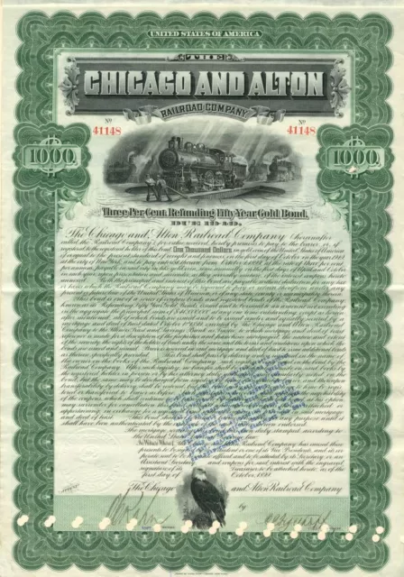 Chicago and Alton Railroad Co. - $1000 Bond - Railroad Bonds
