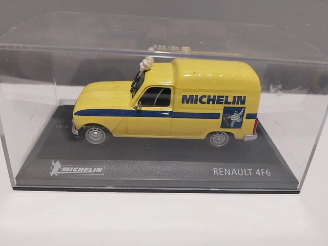 Miniature 1/43 Peugeot J7 Fourgon Michelin - Altaya, Bleu Et Jaune, Neuf En Boîte