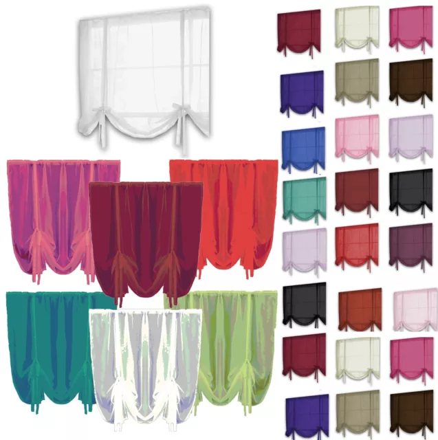 Plain Voile Tie Blinds Net Curtains & Slot Top Voile Panels 55" Wide x 55" Drop