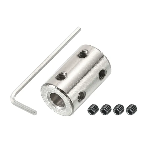 Shaft Coupler L22xD14 5mm to 6mm Stainless Steel w Screw,Wrench Silver