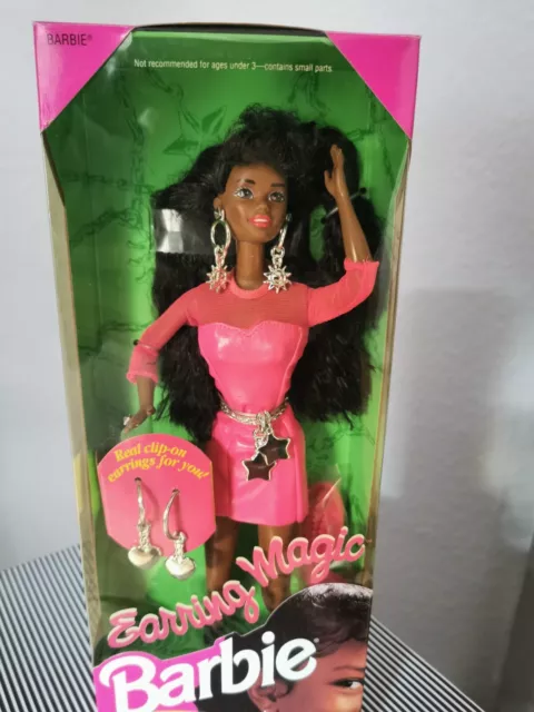 Barbie Earring Magic 1992 AA African American Mattel #2374 new nrfb nib