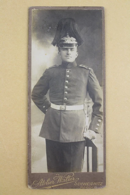 CDV Foto Soldat Offizier mit Pickelhaube Monogramm Schweidnitz