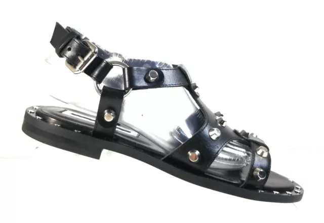 New MCQ By Alexander McQueen Solenie Women Black Gladiator Stud Sandals Size 38