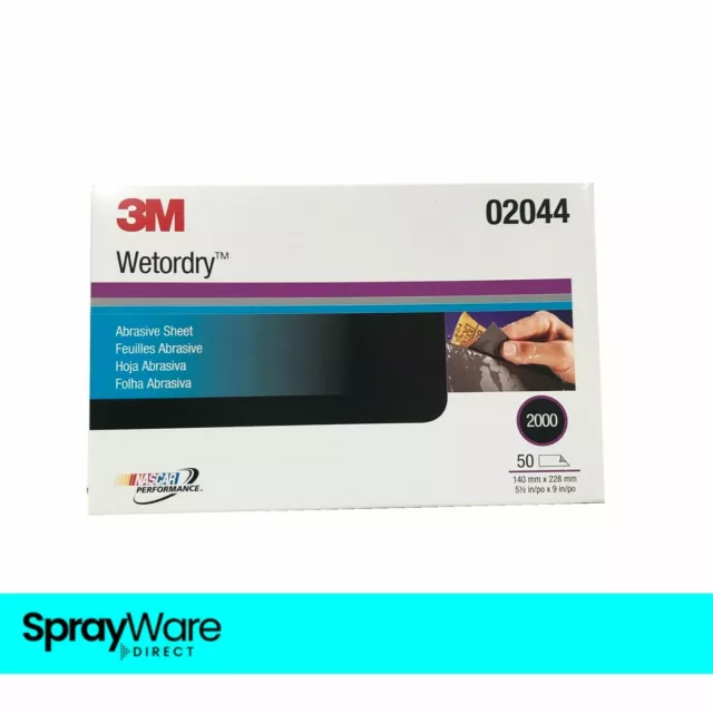 3M Wet & Dry Sand Paper Abrasive Sheets 02044 / 02049 Grit 2000 10PK 25PK 50PK 2