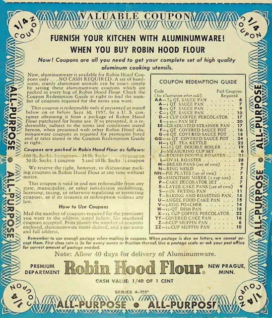 Robin Hood Flour New Prague, Minn Aluminum Cooking Utensils Coupon Guide - T-159