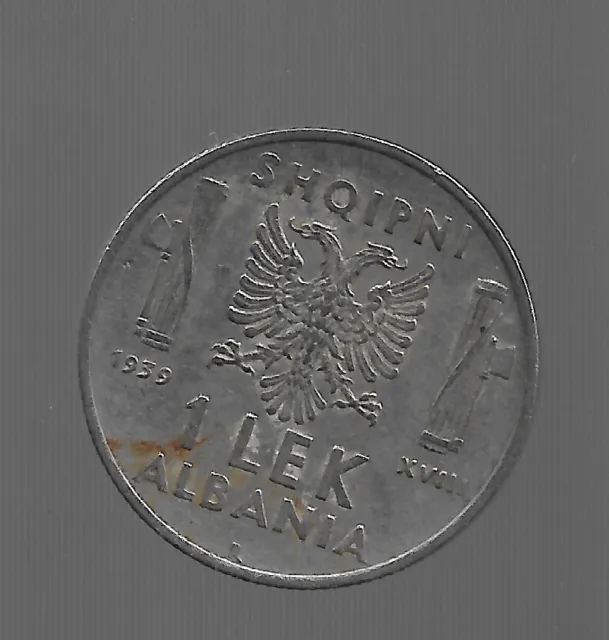 1939, Albania. Albanian 1 Leke. Italy Italian Occupation Coins.  R.  704
