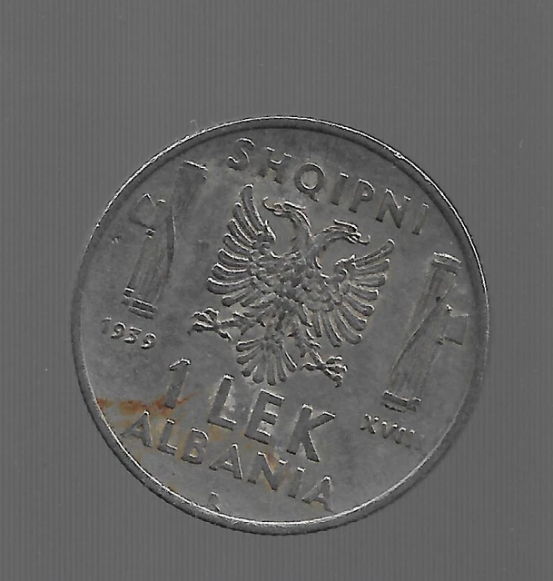 1939, Albania. Albanian 1 Leke. Italy Italian Occupation Coins.  R.  704