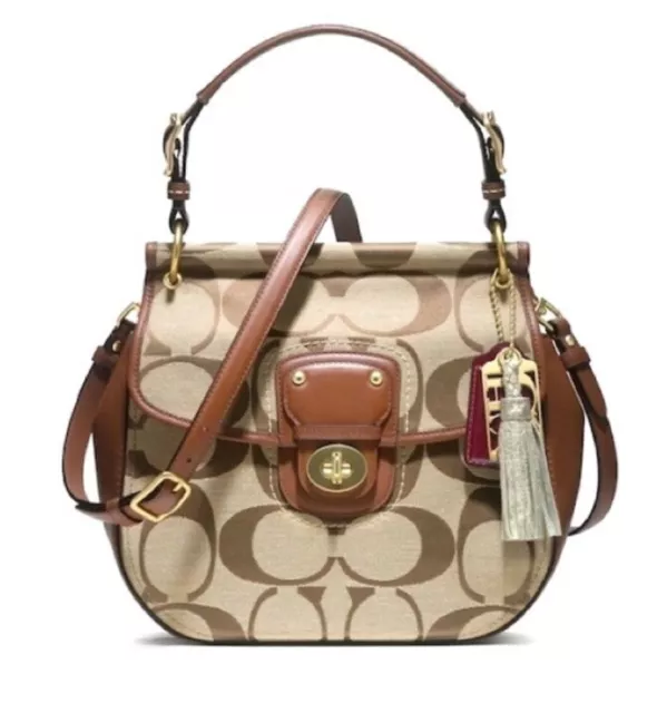 Coach Signature Willis Jacquard Leather Satchel Legacy Crossbody Bag Style 19034