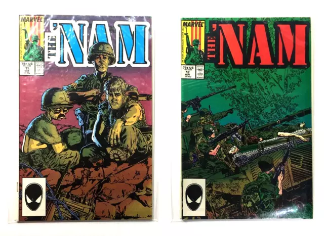 Lot 2 VINTAGE MARVEL 1987 THE 'NAM # 11 & 12 Newsstands Murray, Golden & Severin