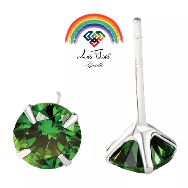 Par De Pendientes Puntos Luz Verde de Plata 925 - Rainbow Collection